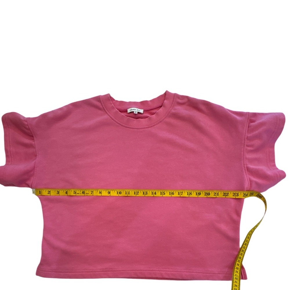ANOTHER LOVE Size XL Crop Top Sweatshirt‎ Ruffle Sleeves Pink